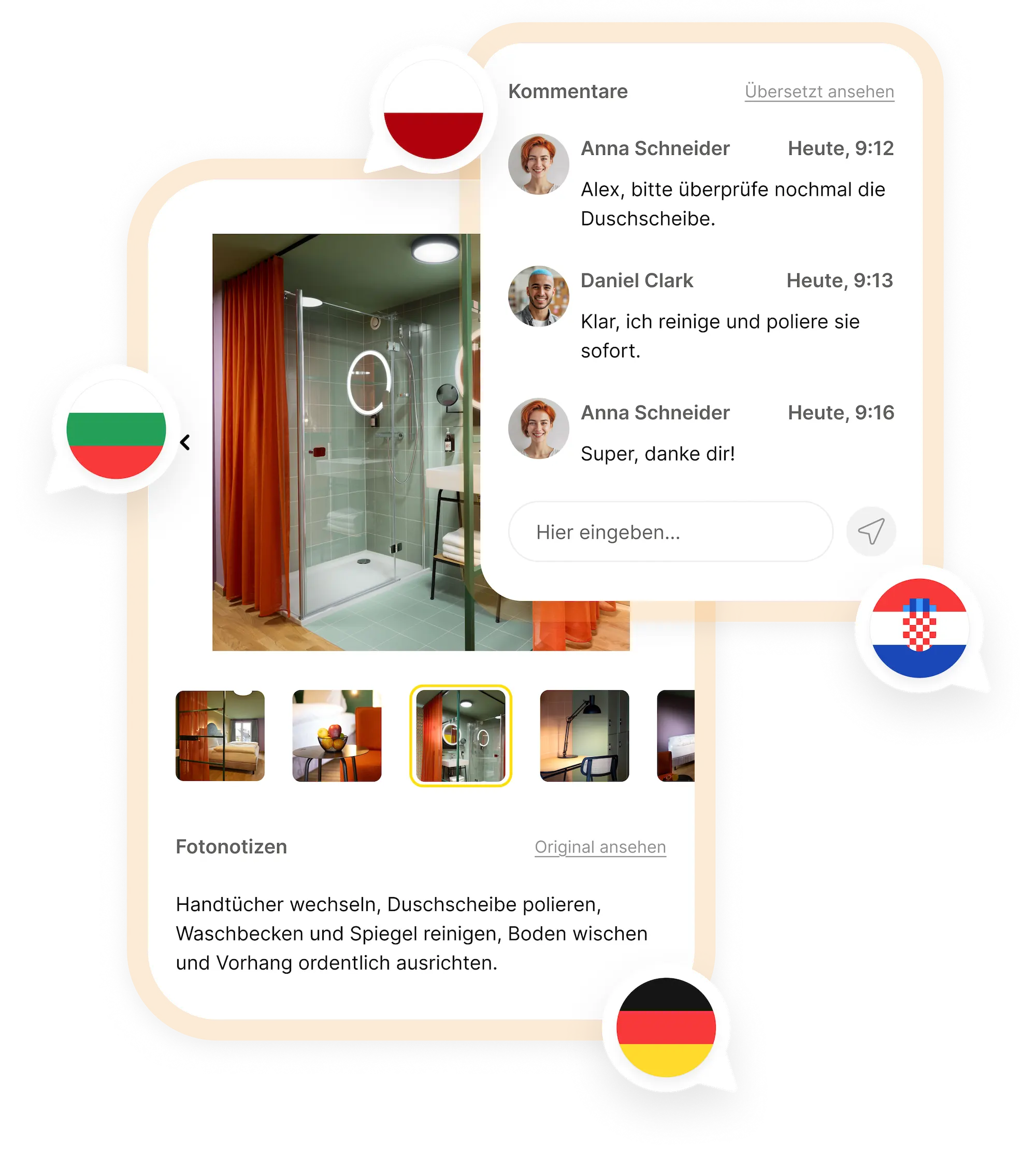 Fotos, Kommentare und Checklisten in der Aufgabenverfolgung