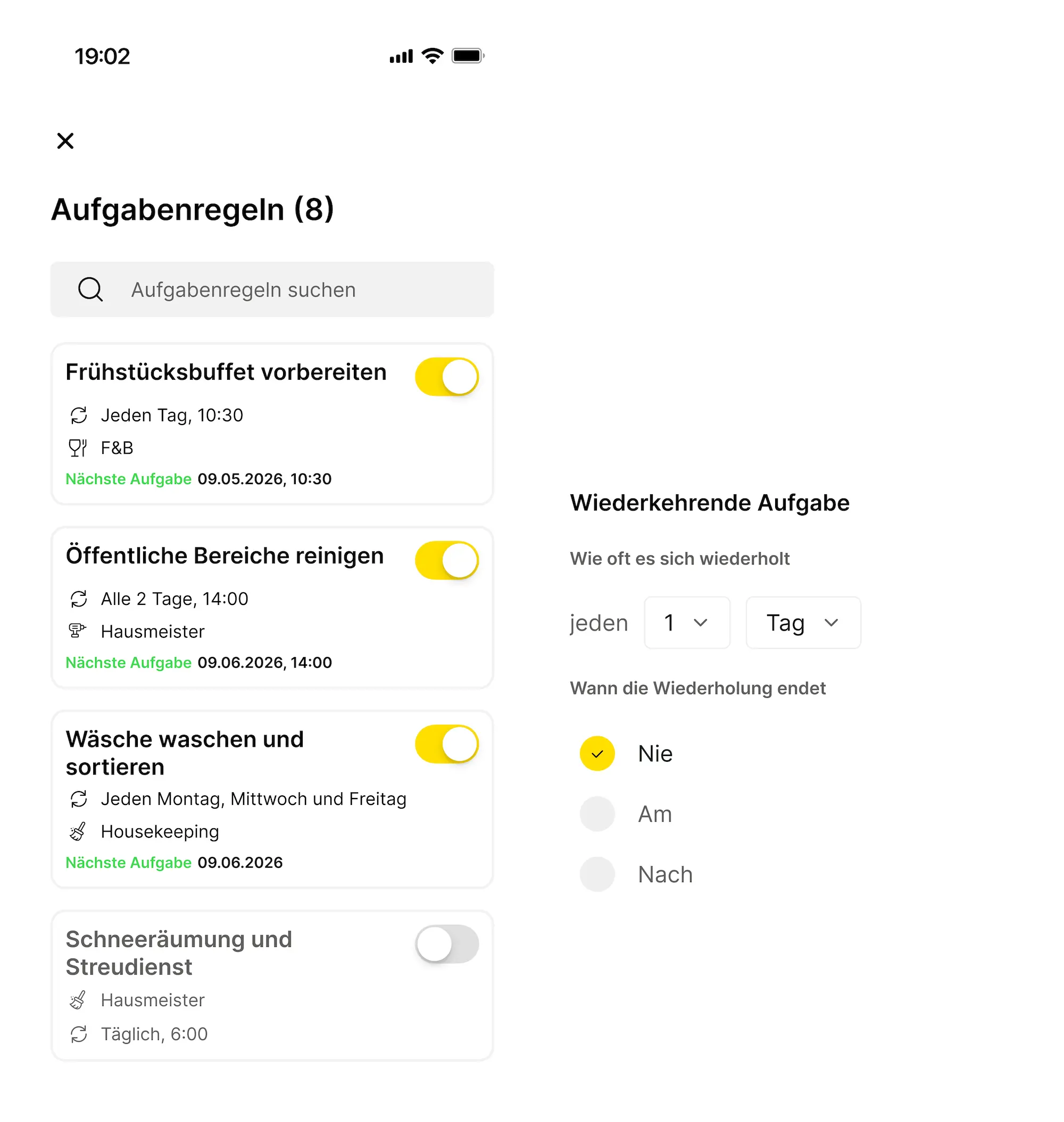 Wiederkehrende Aufgaben